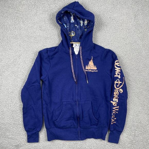 Disney World Hoodie Extra Small Blue 50th Anniversary Full Zip Hooded Sweatshirt - Picture 2 of 12